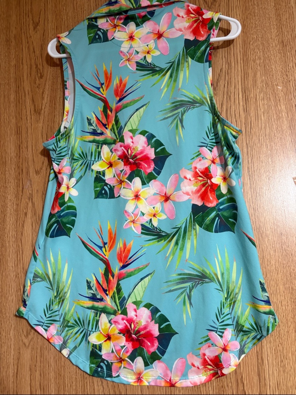 Bad Birdie Teal Polo with Pink & Green Floral Accents - Picture 5 of 6